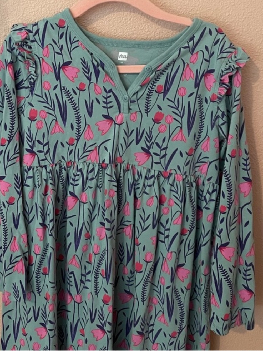 Tea Collection Girls Floral Long Sleeve Dress Size 12 - Picture 3 of 4
